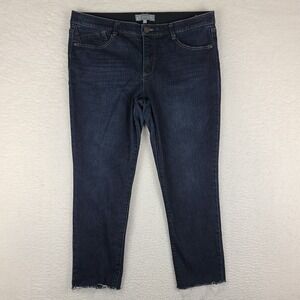 Wit Wisdom Jeans Womens‎ 16 Blue Ab Solution Skinny Fray Dark Wash Denim *